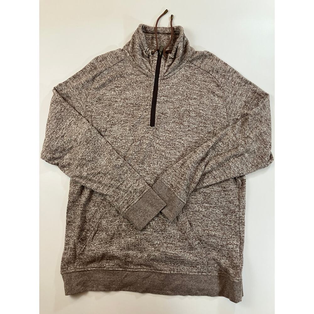 UGG Australia Mens Large Quarter Zip Pullover Brown Heather Cowl Neck UA6143M